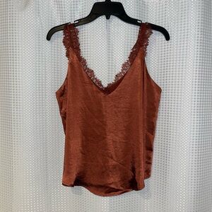 Satin lace lined tank